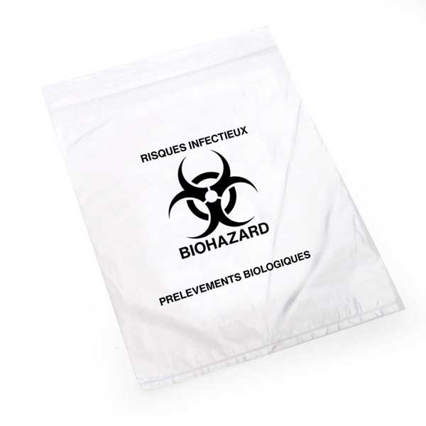 Saco Risco Biológico Com Fecho Zip